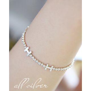 Miss21 Korea Lettering Silver-Ball Bracelet