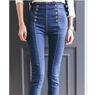 Sienne Double-Breasted Slim-Fit Jeans