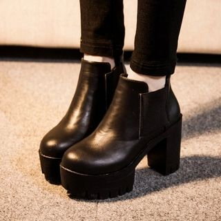 Laceuplux Chunky Heel Platform Ankle Boots