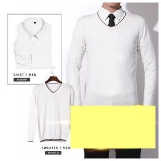 Tuxmanor Set: Dress Shirt + V-Neck Knit Top