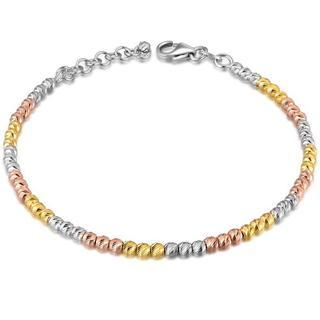 MaBelle 14K Tri-Color Gold Diamond-Cut Beads Bracelet (6.5'')