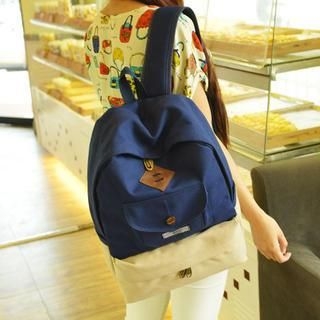 Miss Sweety Two-Tone Pocket Canvas Backpack