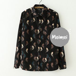 Meimei Corduroy Bird Print shirt