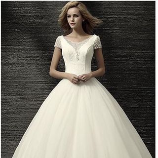 MSSBridal V-neck Ball Gown Wedding Dress