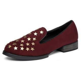 yeswalker Star-Studded Faux Suede Loafers