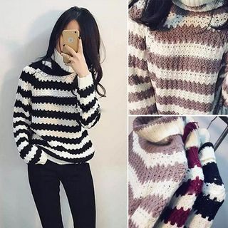 MayFair Striped Turtleneck Sweater