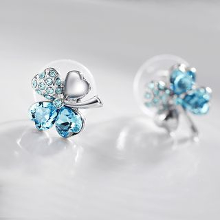 Niceter Four-Leaf Clover Austrian Crystal Stud Earrings