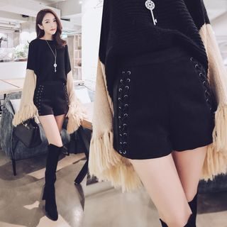 Tang House Lace Up Woolen Shorts