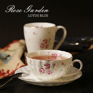 Lotus Blue Floral Mug & Saucer