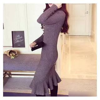 Octavia Long-Sleeve Knit Mermaid Dress