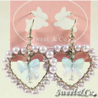 Sweet & Co. Sweet Lover Purple Heart Butterfly Earrings