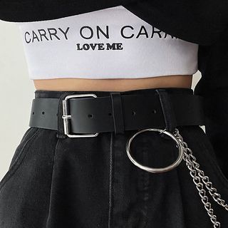 Chain Layered Faux Leather Belt