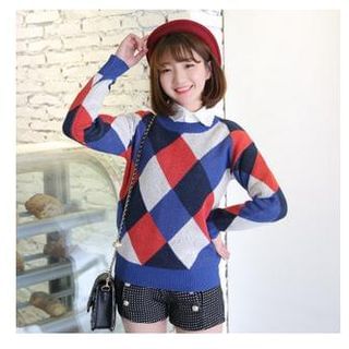 SUYISODA Diamond Pattern Sweater