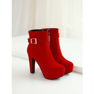 JY Shoes Buckled Heel Boots