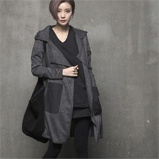 HALUMAYBE Hooded Open-Front Cardigan