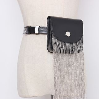 Convertible | Leather | Chain | Black | Belt | Faux | Size | Bag | One