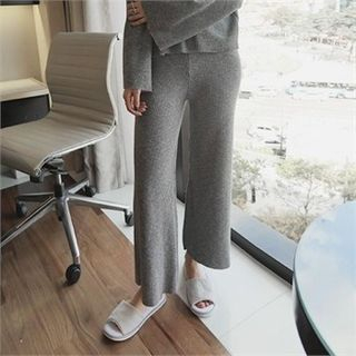 LIPHOP Elastic-Waist Wide-Leg Knit Pants