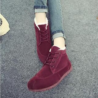 Solejoy Fleece-Lined Lace-Up Ankle Boots