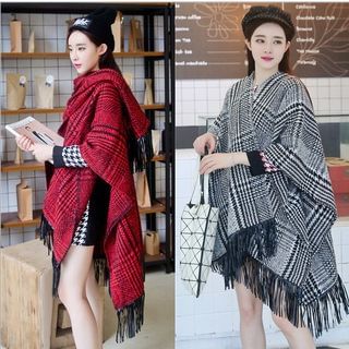 SUYISODA Houndstooth Tassel Winter Scarf