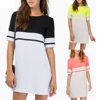 Flobo Short-Sleeve Color-Block Dress