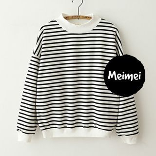 Meimei Mock-Neck Striped Sweatshirt