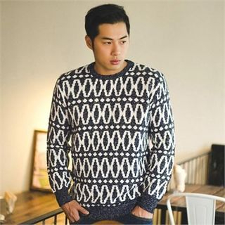 STYLEMAN Round-Neck Patterned Knit Sweater