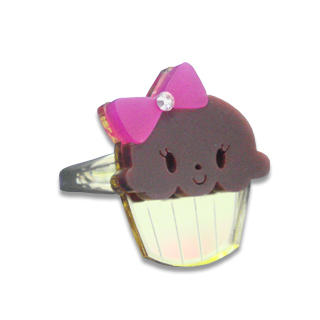 Sweet & Co. Miss Cupcake Chocolate Crystal Gold Ring (S)