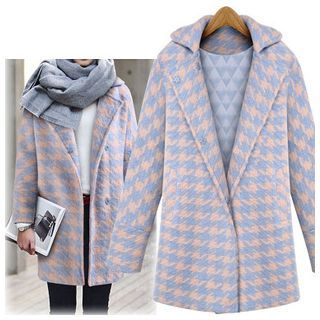Coronini Houndstooth Snap Button Coat