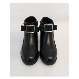 Second mind Buckled-Bow Ankle Boots
