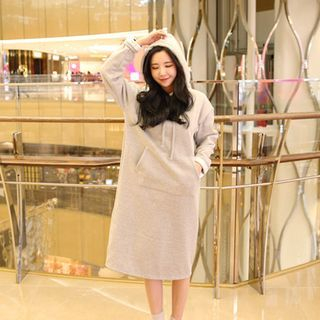 Cherryville Brushed-Fleece Hooded Midi Dress