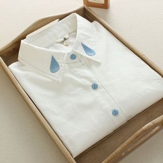 Mushi Long-Sleeve Water Drop Embroidered Shirt
