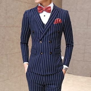 Besto Set: Pinstriped Double-breasted Blazer + Vest + Trousers