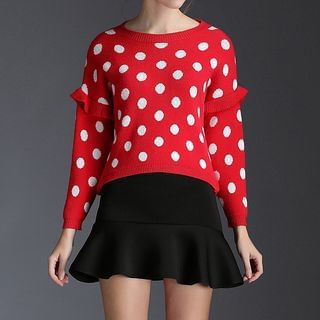 Kotiro Set: Dotted Ruffle Sweater + Ruffle Skirt