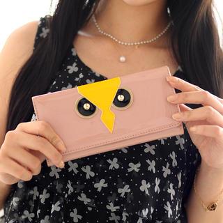 yeswalker Owl Face Patent Wallet Pink - One Size