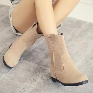 Pangmama Faux-Leather Panel Short Boots
