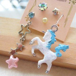 Fit-to-Kill Dazzling white unicorn with little stars earrings