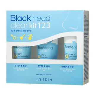 It's skin Blackhead Clear Kit 123 : Step1. Pore Heating Gel 3oml + Step 2. Nose Pack 40ml + Step 3. Pore Tightening Cream 30ml 1set - 3pcs
