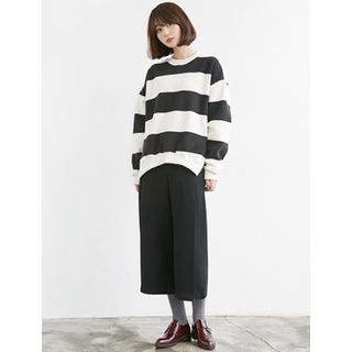 FROMBEGINNING Brushed-Fleece Lined Striped Pullover