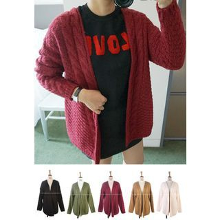 STYLEBYYAM Open-Front Cable-Knit Cardigan