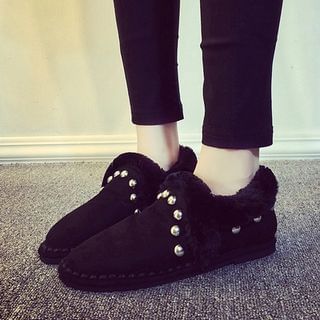 SouthBay Shoes Studded Furry Trim Slip-Ons