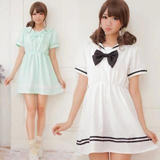 GOGO Girl Sailor Collar Bow Dress