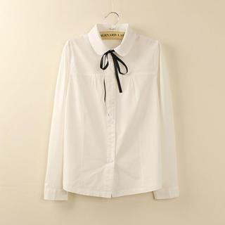 Tangi Ribbon-collar Long Sleeved Blouse