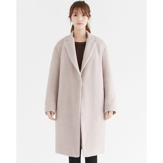 Someday, if Notched-Lapel Open-Front Wool Blend Coat