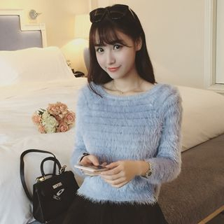 Colorful Shop Long-Sleeve Furry-Knit Top