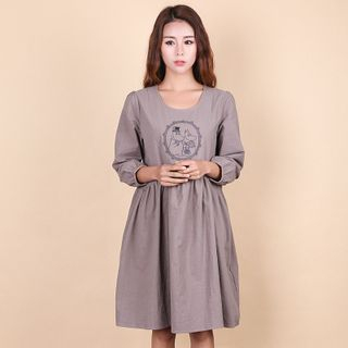 11.STREET Washed Cotton Printed Dress