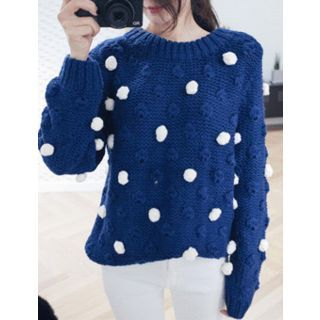 J.ellpe Pompom Embellished Sweater