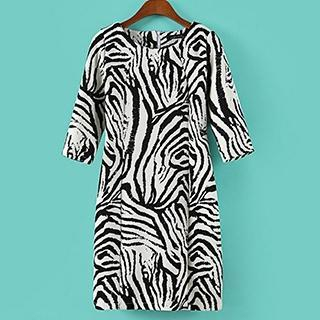 Pretty Daze Zebra Print Elbow-Sleeve Dress