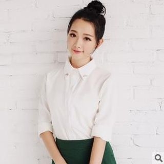 Sens Collection Embellished Collar Long-Sleeve Blouse