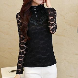 Amella Buttoned Lace Top