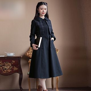 GU ZHI Check-Panel Long Coat